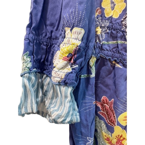 Tribal Femme Floral Print Dress Ruffle Trim‎ Tie Neck Long Sleeve Petite Small - Picture 8 of 8